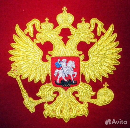 Панно Вымпел Герб России Ручная вышивка