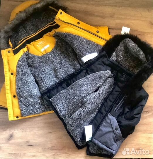 Парка для малыша горчичная 74-80