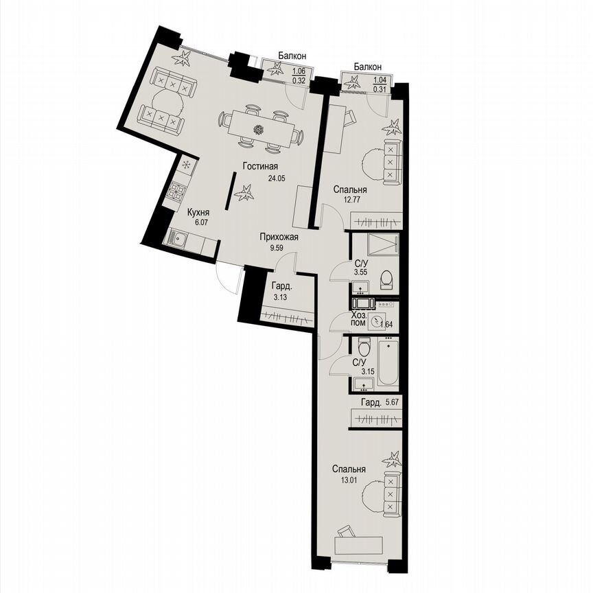 3-к. квартира, 83,3 м², 4/6 эт.