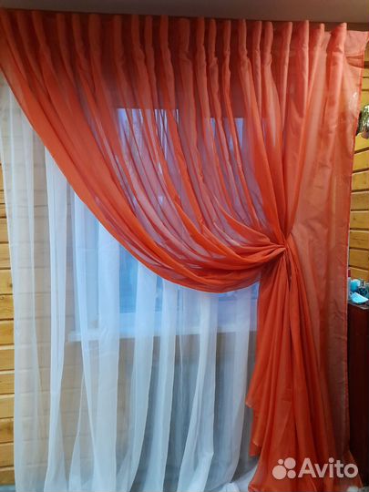 Тюль двойная на ленте имитация люверсов