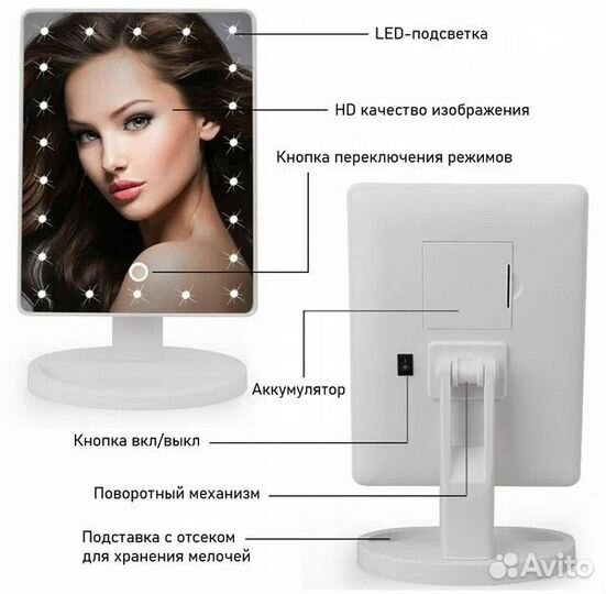 Новое зеркало с подсветкой розовое