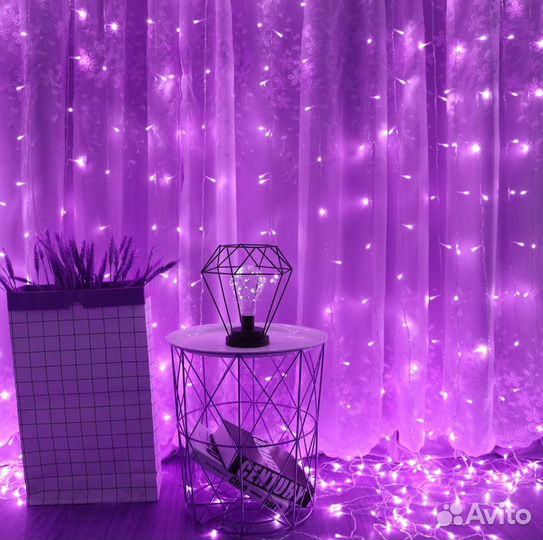 Гирлянда Штора фиолетовая (гирлянда занавес)