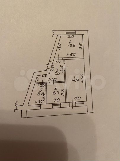2-к. квартира, 46,6 м², 3/5 эт.