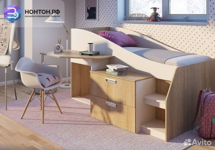 Кровать Скаут белый / дуб сонома