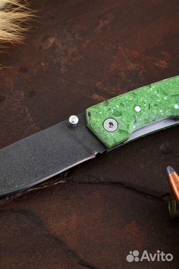 Нож Турист складной Х12мф акрил зеленый