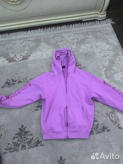 Balenciaga offshore zip hoodie розовая