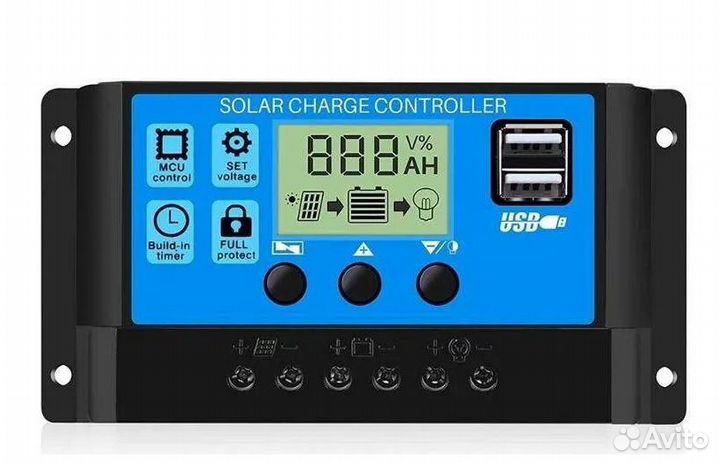 Контроллер заряда солнечных батарей 10А 12/24В