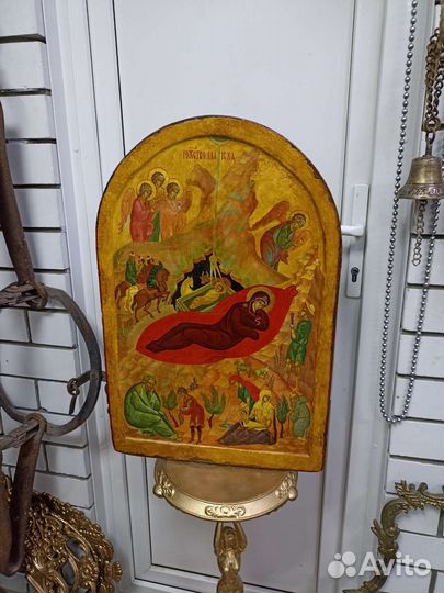 Икона Храмовая старинная.Рождество Христово.70 см