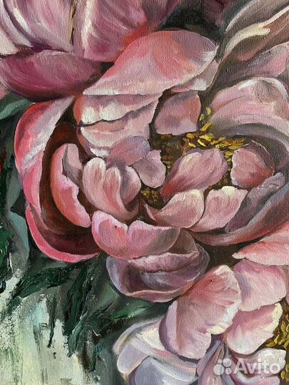 Картина маслом пионы