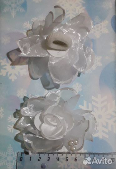 Банты для волос детские (белые и бело-розовые)