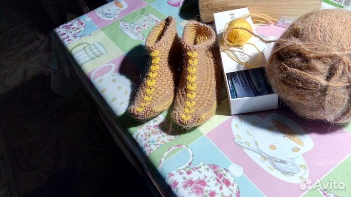 Вязанные носки-тапочки на заказ