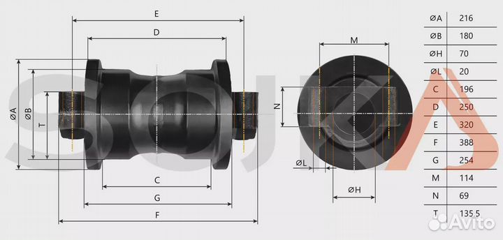 Каток опорный komatsu PC300-1