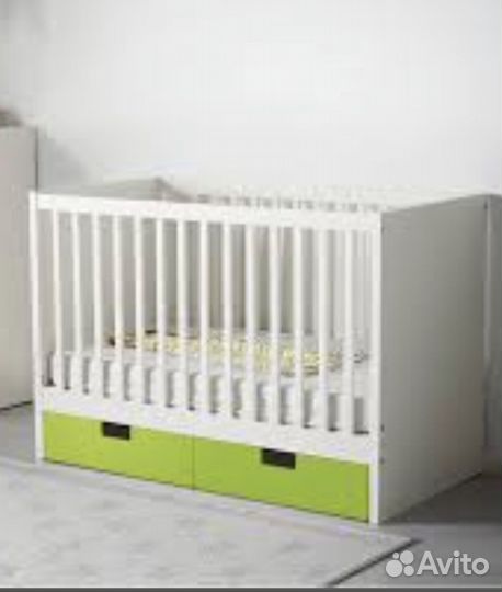 Детская кроватка IKEA, бортики, ночник