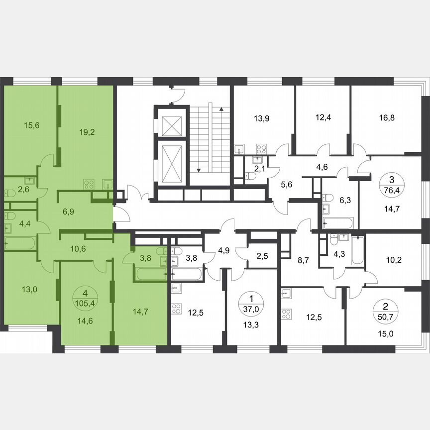 4-к. квартира, 105,4 м², 13/17 эт.