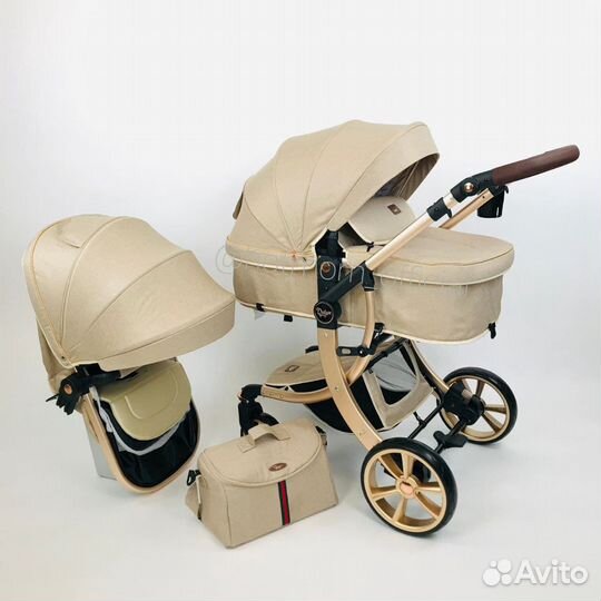 Коляска Luxmom 608 бежевый 2в1