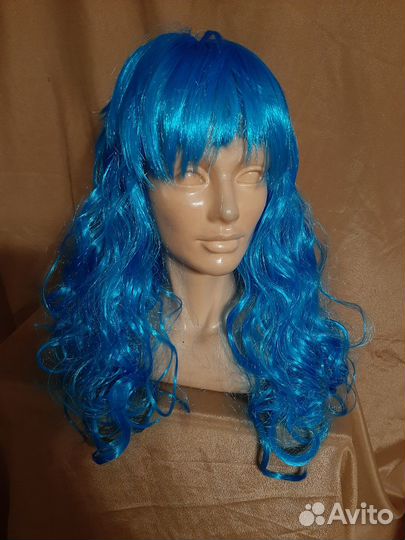 Парик кудрявый голубой