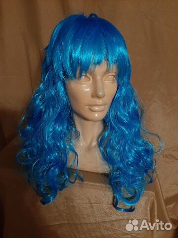 Парик кудрявый голубой
