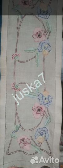 Вышивка Дорожка СССР Гладь Анютины глазки