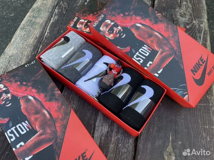 Мужские носки средние Nike бел/сер/чер 5шт