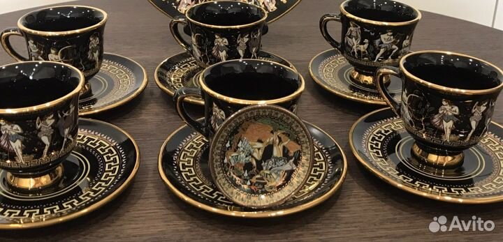 Чайно кофейный сервиз Греция,сусальное золото