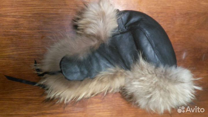 Шапка кожаная натуральный мех