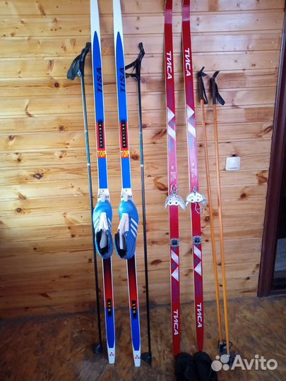 Лыжи беговые tisa с ботинками и палками