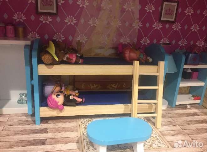 Кукольный домик с мебелью дерево высота 150см