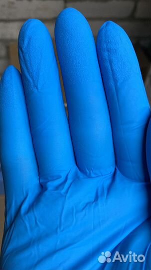 Перчатки нитриловые М размер голубой цвет
