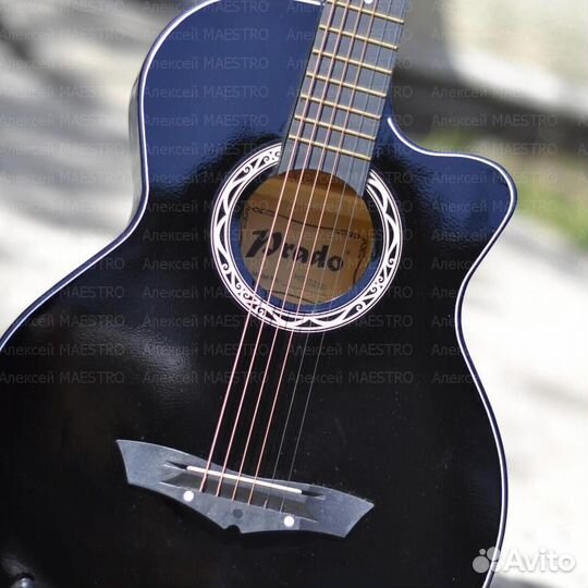 Фолк гитара с вырезом цвет черный