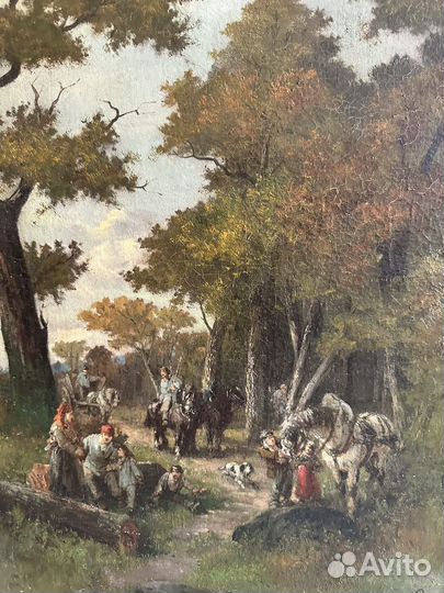 Антикварная картина холст масло. Англия