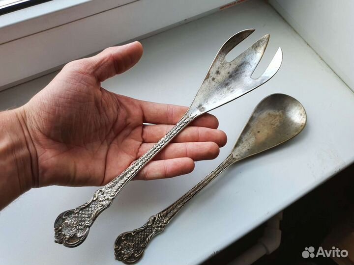 Вилка и ложка серебрение Европа