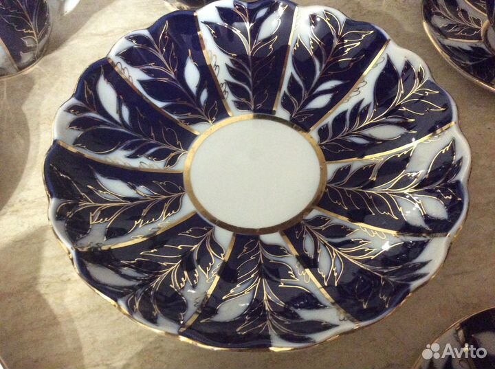 Чайный сервиз Зимний вечер лфз 70-е кобальт