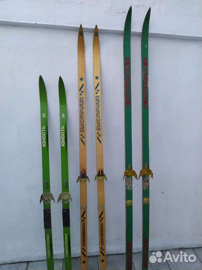 Беговые лыжи деревянные и палки СССР