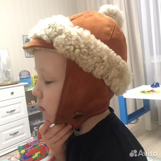 Шапка детск овчина на 1,5-3 г (на фото шапка мала)
