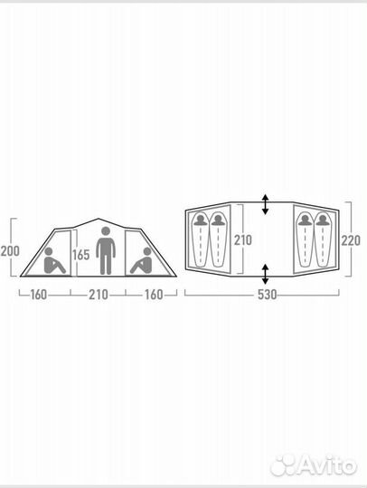 Палатка 4-местная Outventure Twin Sky 4