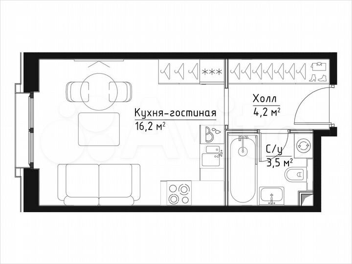 Квартира-студия, 23,9 м², 11/28 эт.