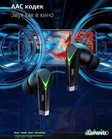 Игровые TWS наушники Lenovo LP6