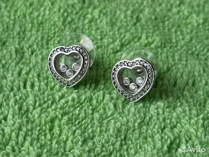 Серебряные серьги пусеты с фианитами