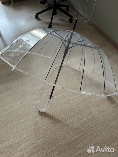 Зонт прозрачный 16 спиц белый/черный