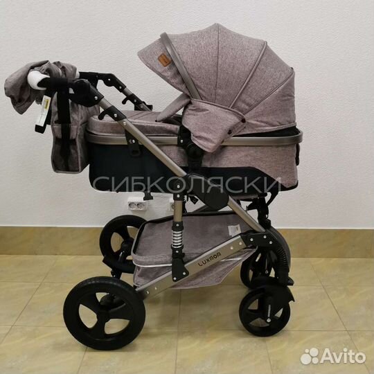 Коляска трансформер 2 в 1 luxmom 555 2В1 корич