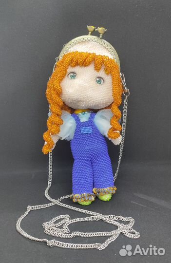 Куколка-кошелек-монетница из бисера ручной работы