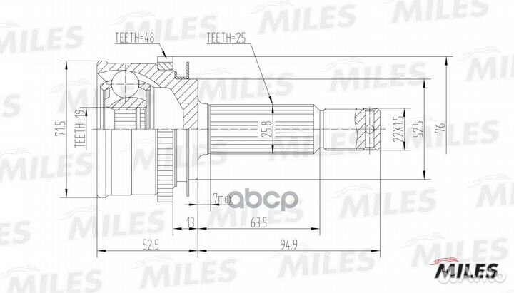 ШРУС hyundai getz 1.3/1.6 02- нар. ABS ga20164