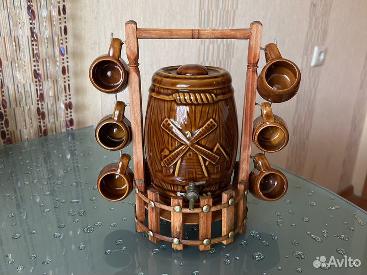 Сувенир СССР керамика Пивная Бочка с кружками