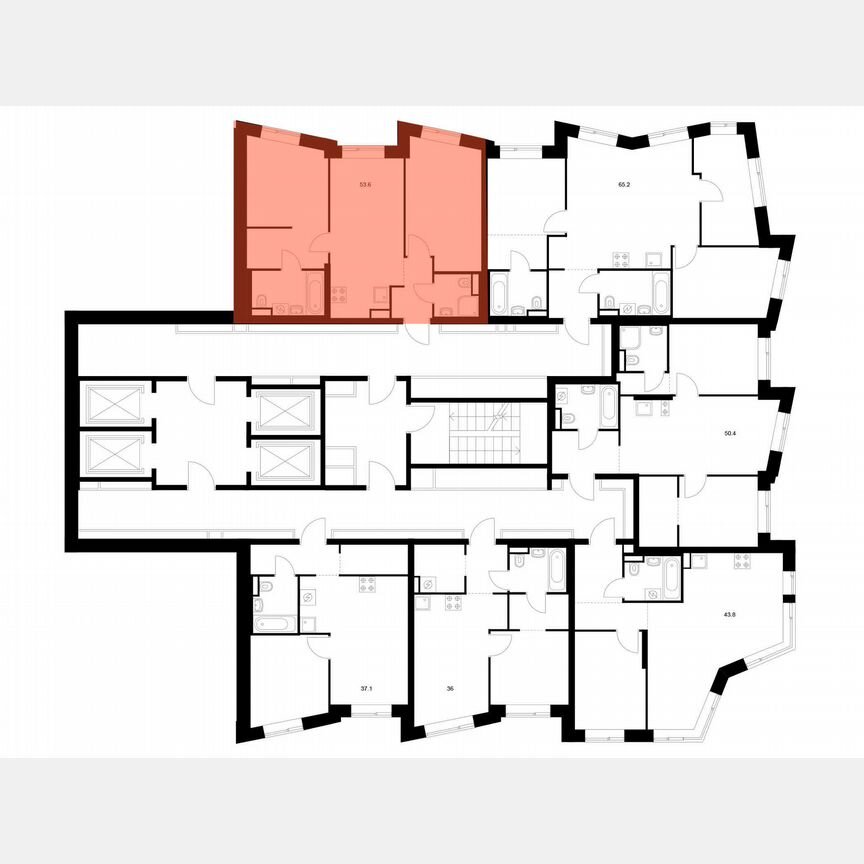 2-к. квартира, 53,6 м², 17/18 эт.