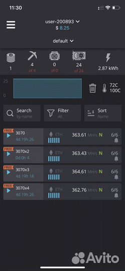 Майнинг ферма nvidia palit RTX 3070 не Lhr 372 mh
