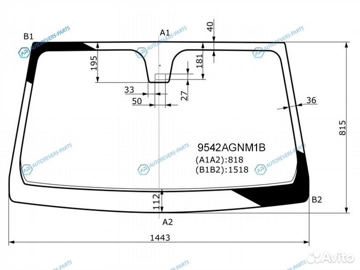 9542agnm1B Стекло лобовое + дд (нового образца) gr