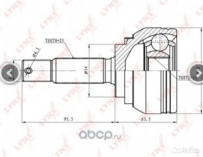 Шрус mitsubishi MR580376