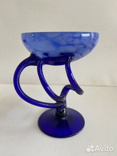 Кобальтовое стекло. Ваза на ножке. СССР