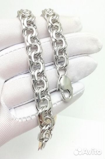 Серебряный браслет Бисмарк из серебра 925 пробы, полновесный, замок карабин, длина 22 см, вес 31,20г