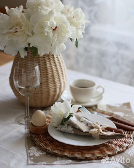 Плетеная интерьерная ваза из эколозы